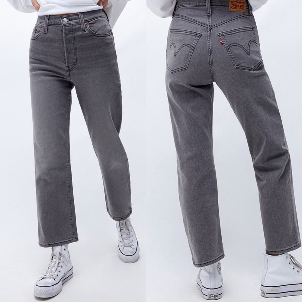 Levi's Ribcage Straight Leg Ankle Jeans Size 27 NWT Gray Cosmic Chatter